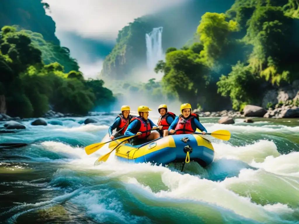 Equipo de rafting en el río Cebollatí, unidos en emoción y aventura bajo el sol