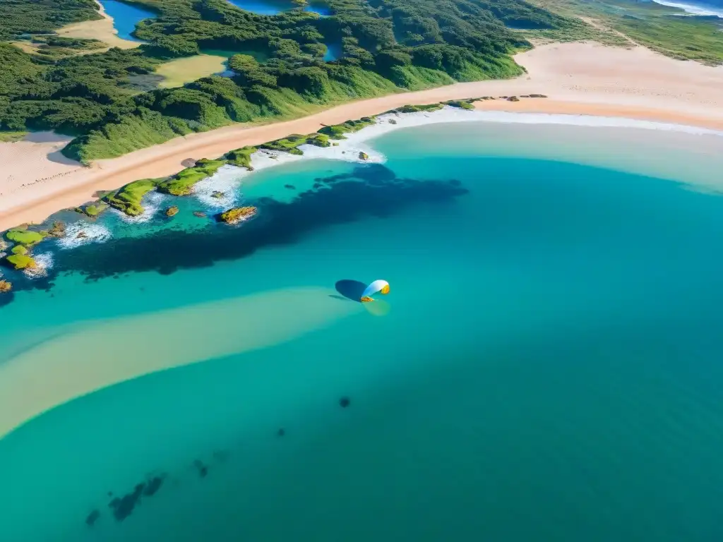 Escena armoniosa de playa en Punta del Diablo, Uruguay, donde se mezclan aventura y relajación