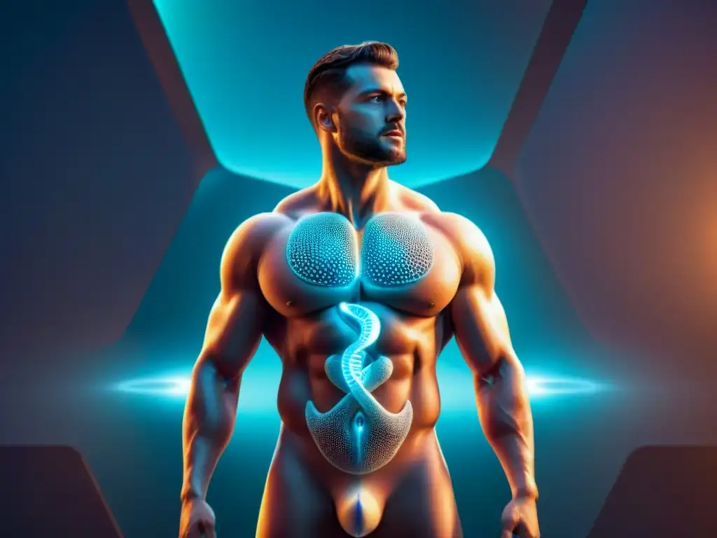 Un escenario futurista y detallado con tecnología para mejorar fertilidad masculina