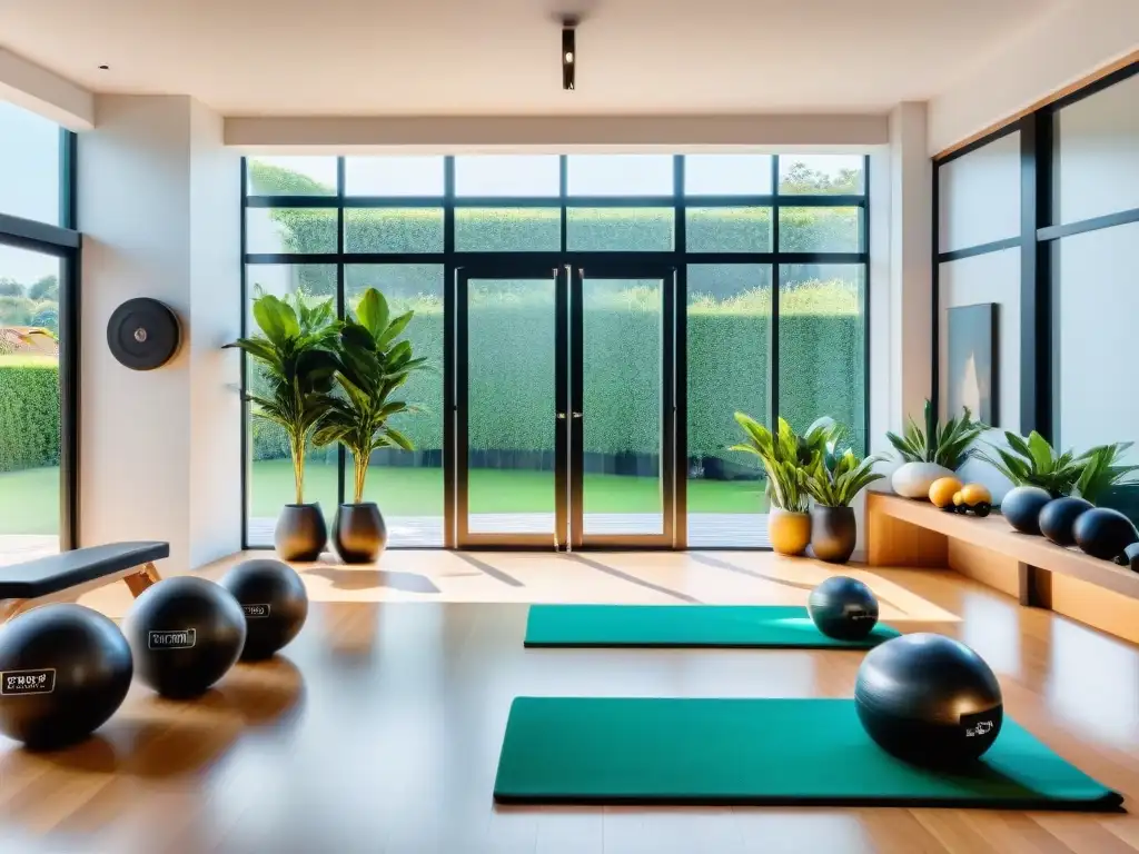 Espacio fitness en casa en Uruguay con equipo moderno y diseño elegante, transmitiendo bienestar integral