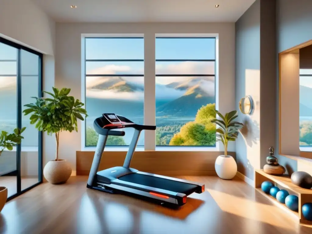 Espacio fitness moderno en casa con equipamiento de alta tecnología y motivación, beneficios gimnasio en casa Uruguay