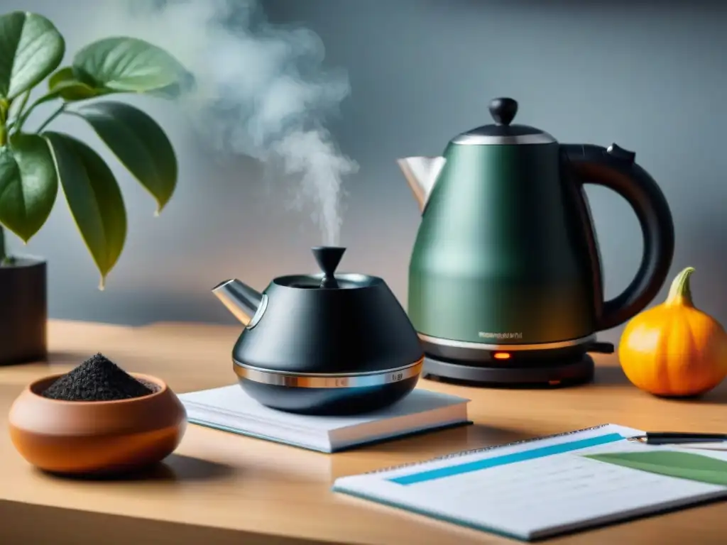 Un espacio de trabajo moderno con mate y beneficios de la cultura del mate