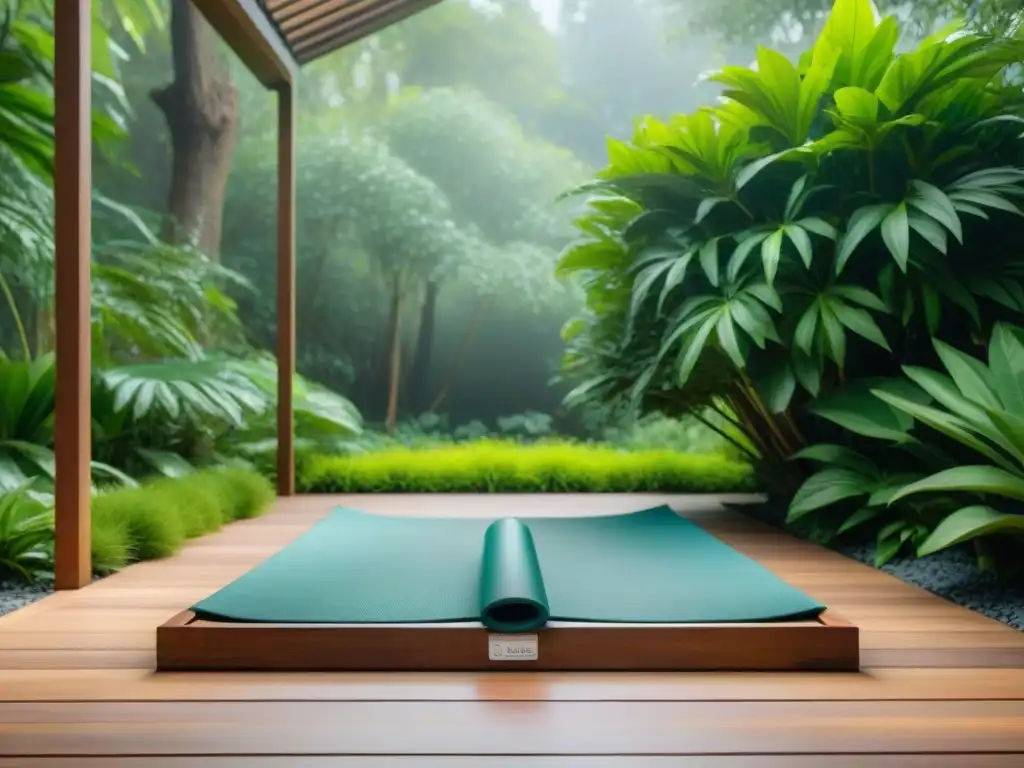 Un espacio tranquilo al aire libre con equipamiento outdoor para bienestar integral, ideal para practicar yoga y meditación