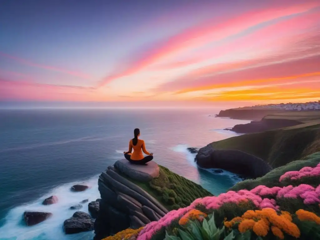 Espectacular amanecer en los acantilados de Punta Ballena en Uruguay, ideal para retiros de bienestar en Uruguay