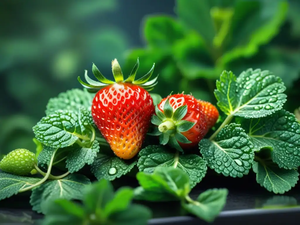 Un estallido de colores frescos en un diseño geométrico de frutas y verduras en una cocina moderna