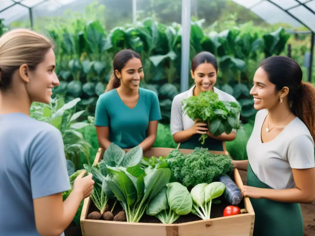 Estudiantes en jardín escolar de Uruguay aprendiendo sobre nutrición sustentable en comunidad