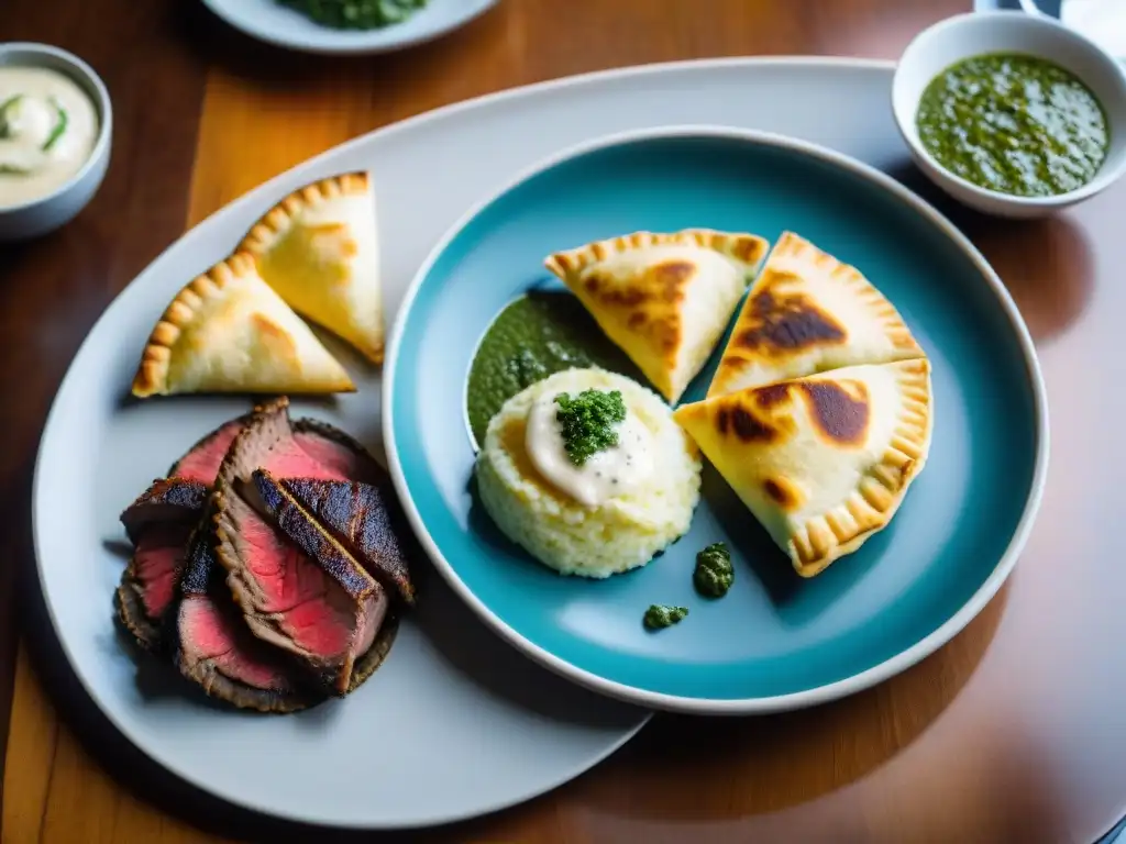 Una exquisita y colorida comida uruguaya en una mesa elegante