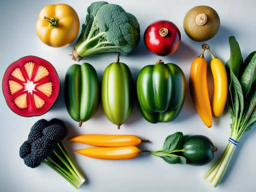 Una exquisita muestra de frutas y verduras uruguayas resaltando la diversidad y frescura para suplementación en la dieta uruguaya