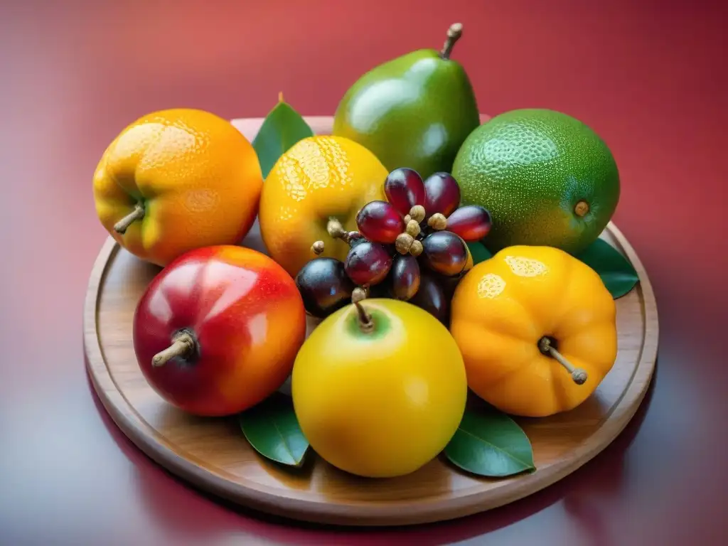 Exquisita variedad de frutas autóctonas uruguayas en fresco arreglo, irradian beneficios y colores vibrantes