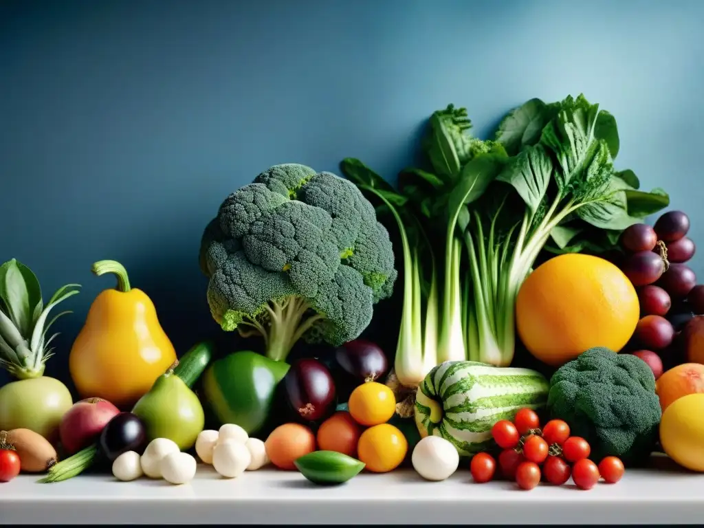 Una exquisita variedad de frutas y verduras frescas y coloridas, libres de alérgenos principales, en una cocina moderna de Uruguay