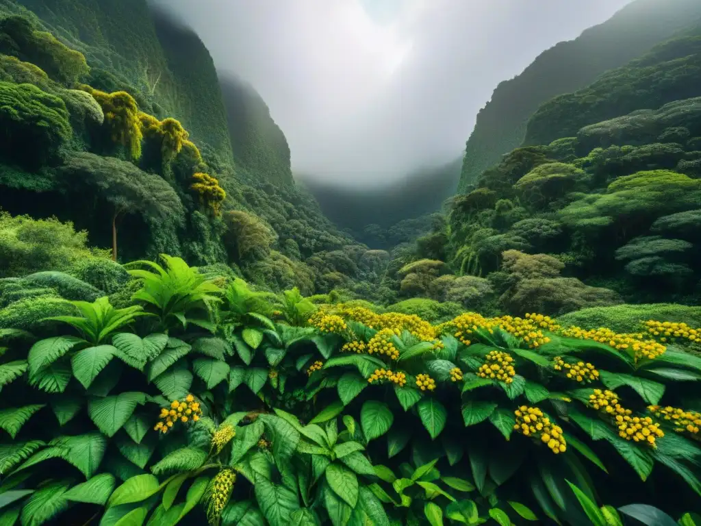 Un exuberante bosque lluvioso en Uruguay con plantas exóticas