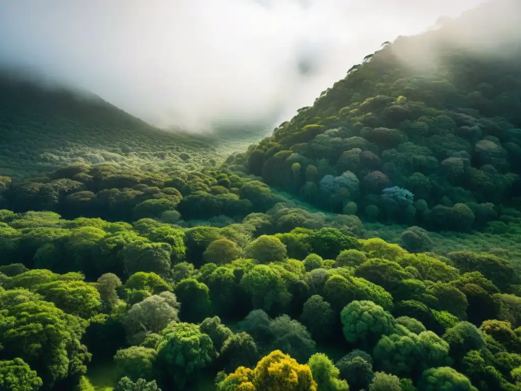 Exuberante bosque verde en Uruguay, biodiversidad vibrante y belleza natural