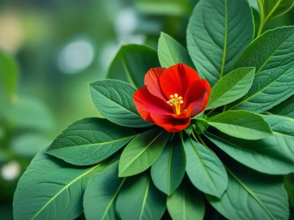 Exuberante amapola roja sobre hojas de mate, belleza natural en Uruguay