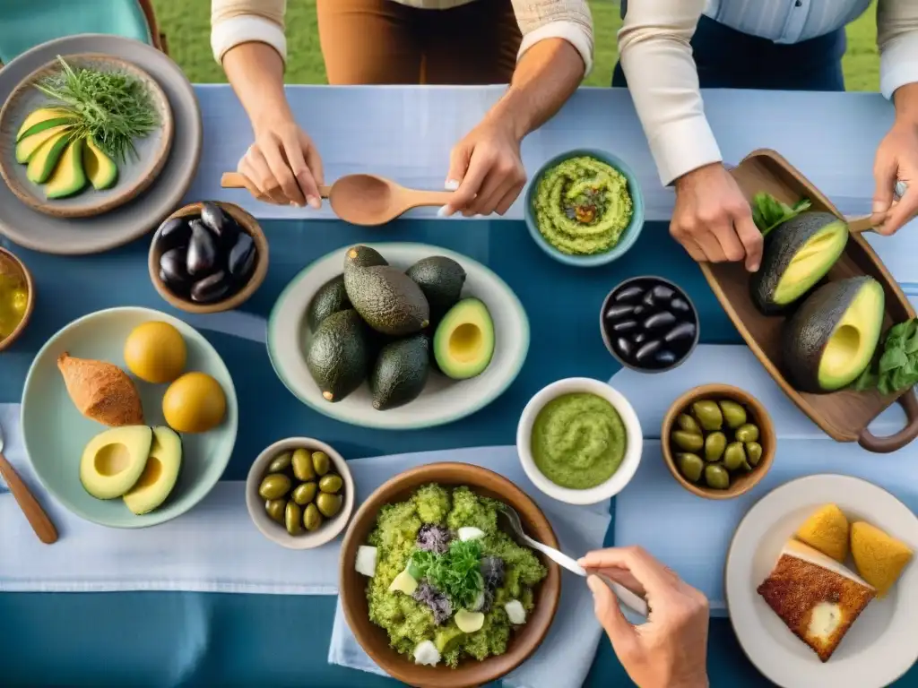 Una familia uruguaya disfruta de una comida saludable juntos, con beneficios de grasas saludables Uruguay