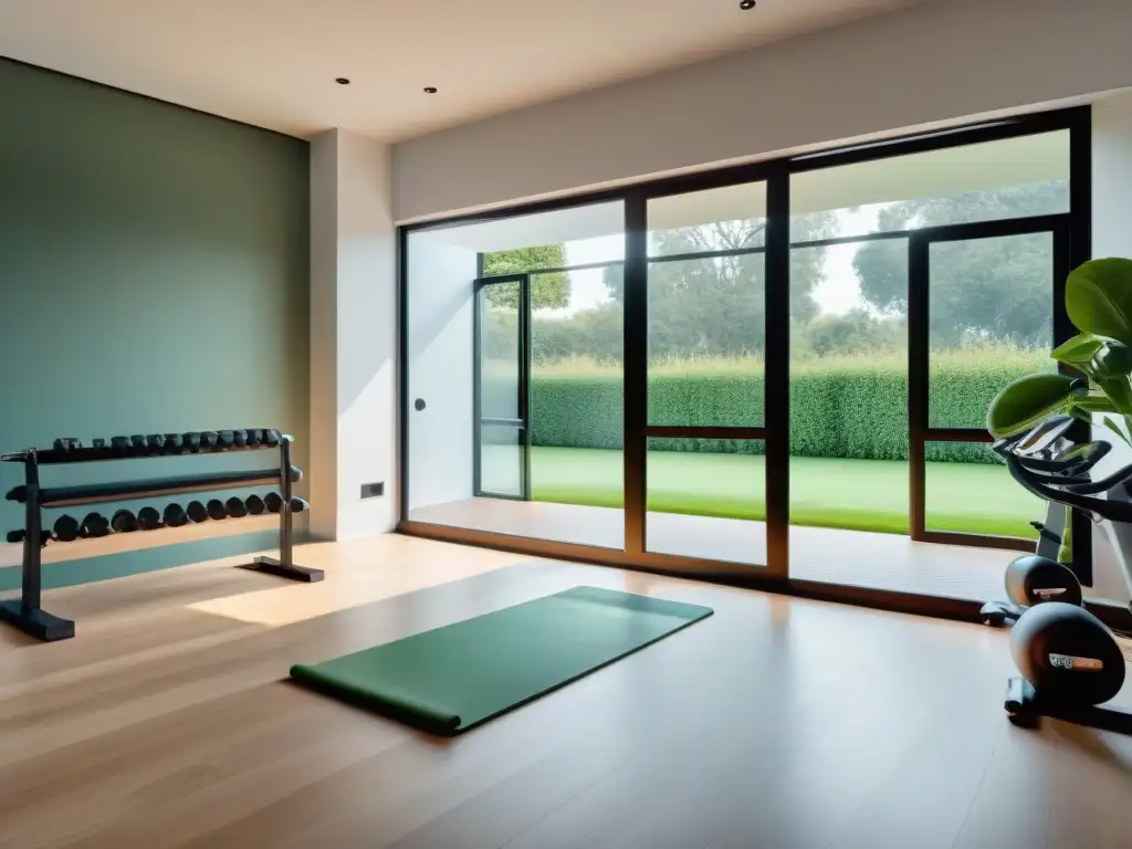 Gimnasio casero en Uruguay con equipamiento moderno para entrenar en casa