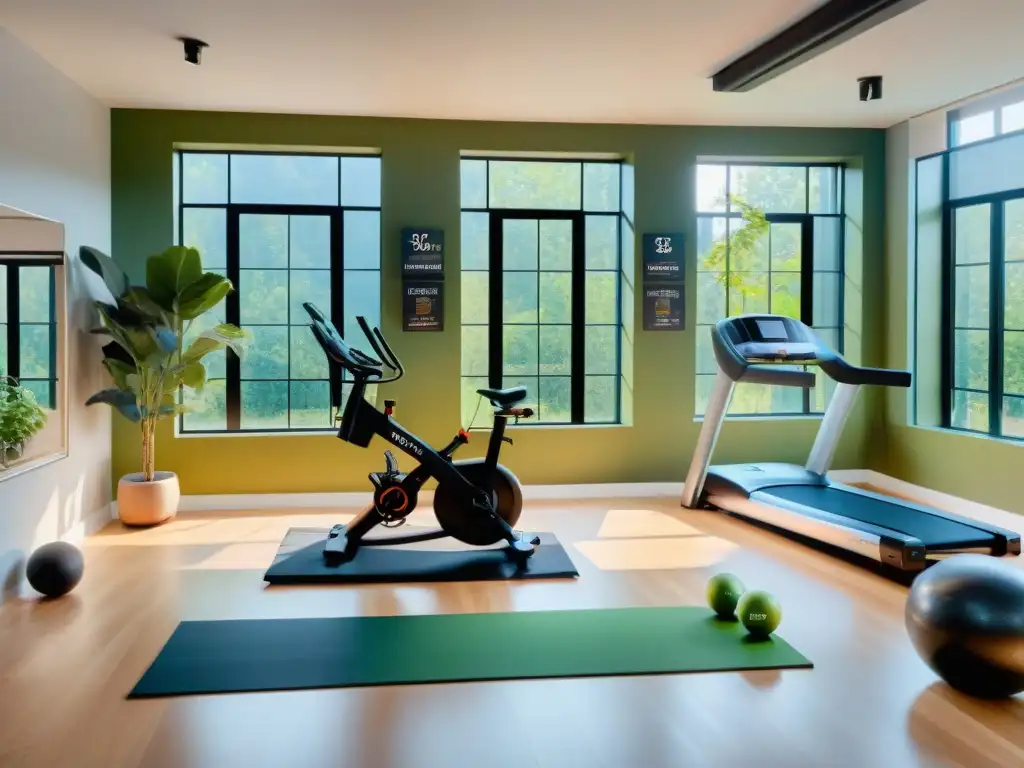 Un gimnasio casero moderno y elegante en Uruguay, con accesorios de entrenamiento organizados y una decoración motivadora