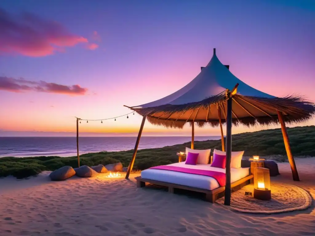 Tentación de glamping en José Ignacio Uruguay: lujo y serenidad frente al mar al atardecer