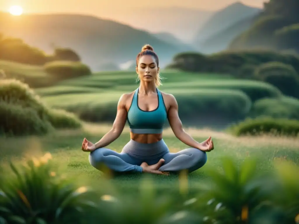 Grupo diverso practica yoga al amanecer al aire libre, en conexión con la naturaleza