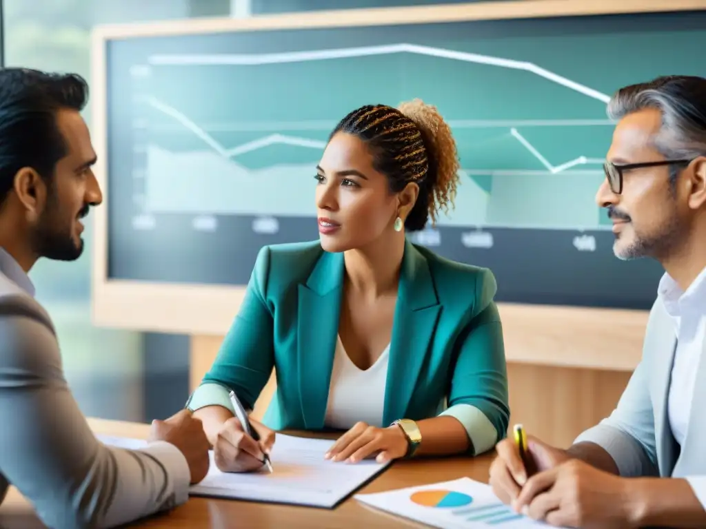 Grupo diverso en Uruguay superando barreras financieras personales en taller colaborativo