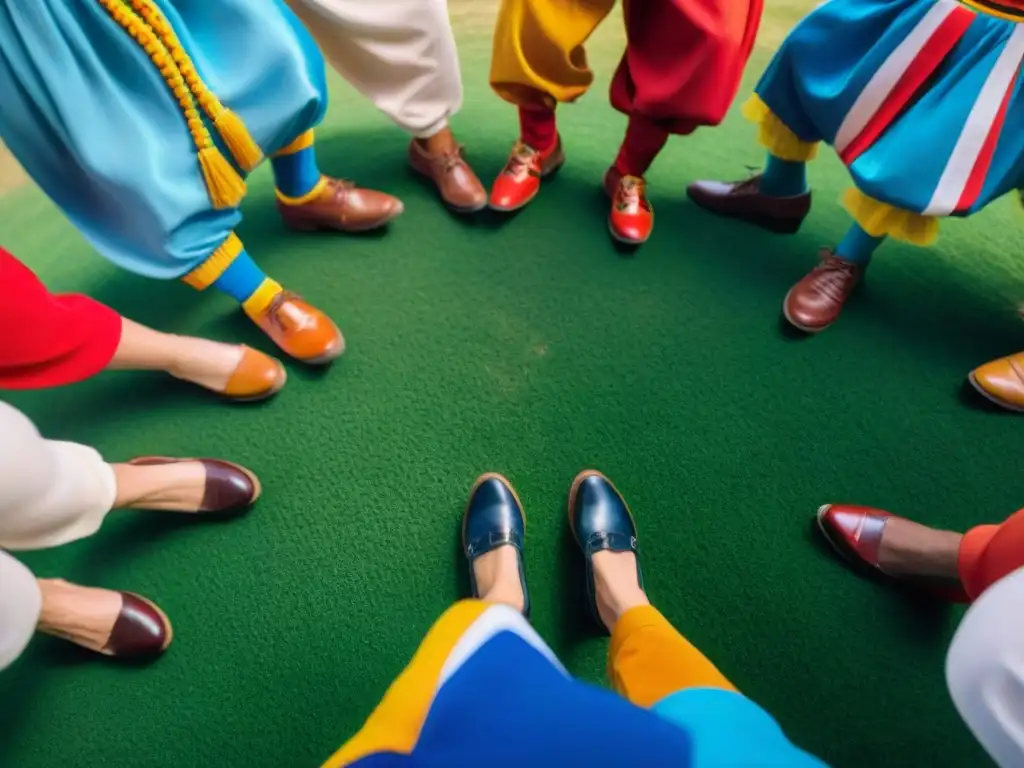 Un grupo diverso baila alegremente candombe en un parque soleado, resaltando los beneficios de la terapia de baile