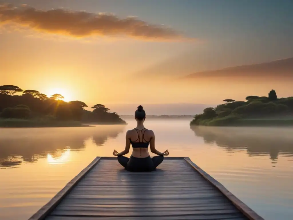 Un hermoso atardecer en La Laguna del Sauce en Uruguay, un lugar de meditación sereno