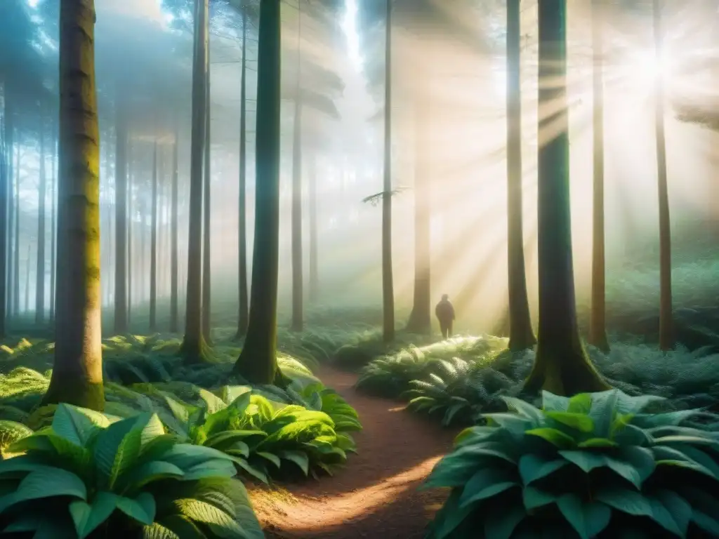 Selva exuberante en Uruguay: tranquilidad y belleza natural Hermoso bosque verde en Uruguay, transmitiendo tranquilidad y bienestar