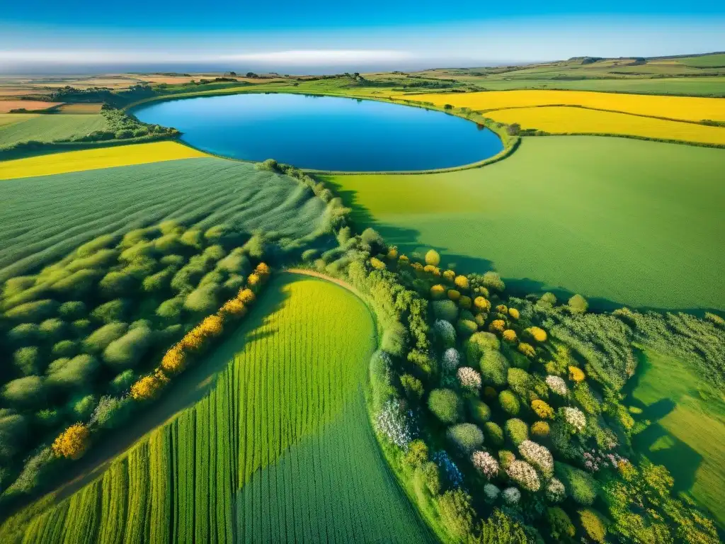 Idílica vista del campo en Uruguay, mostrando prados verdes y aire puro