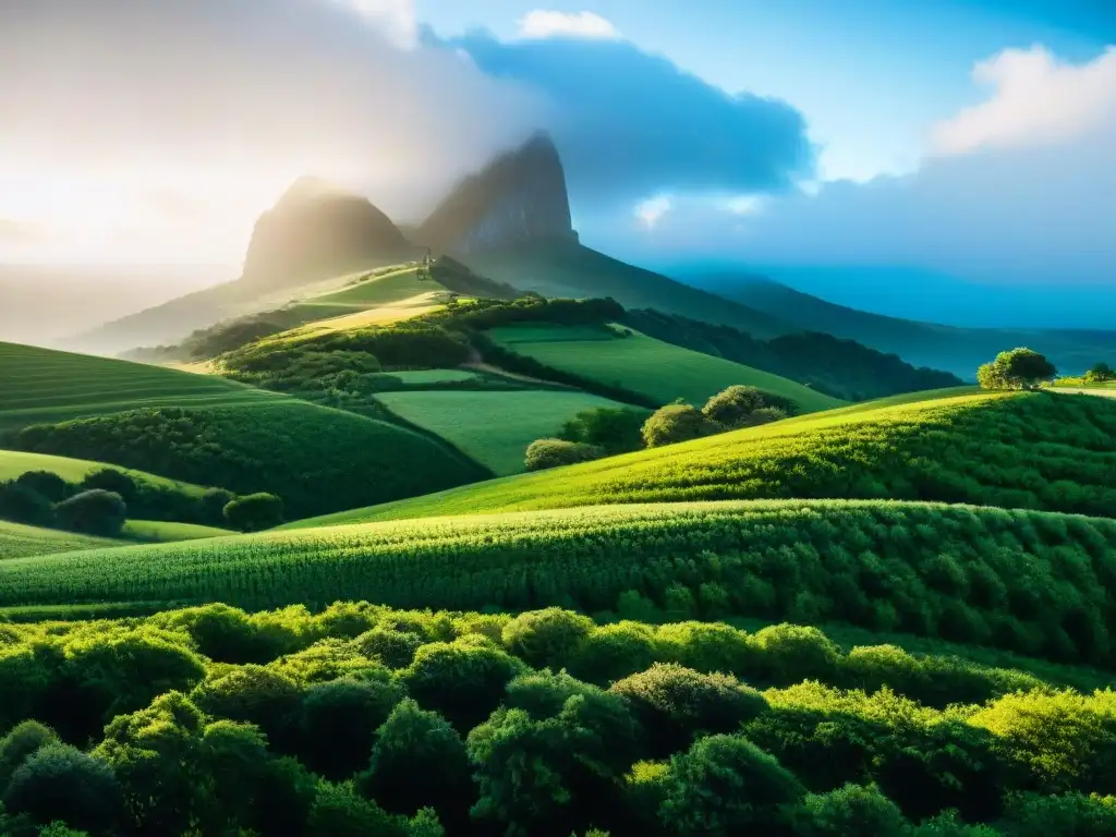 Imagen detallada de un paisaje exuberante en Uruguay, resaltando la pureza de los suplementos naturales vs sintéticos en Uruguay