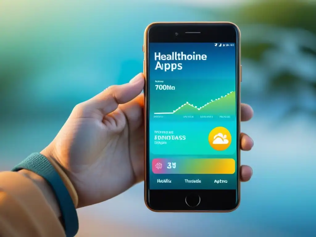 Una imagen moderna y serena de apps de salud y bienestar para Uruguay, con colores inspiradores y herramientas completas