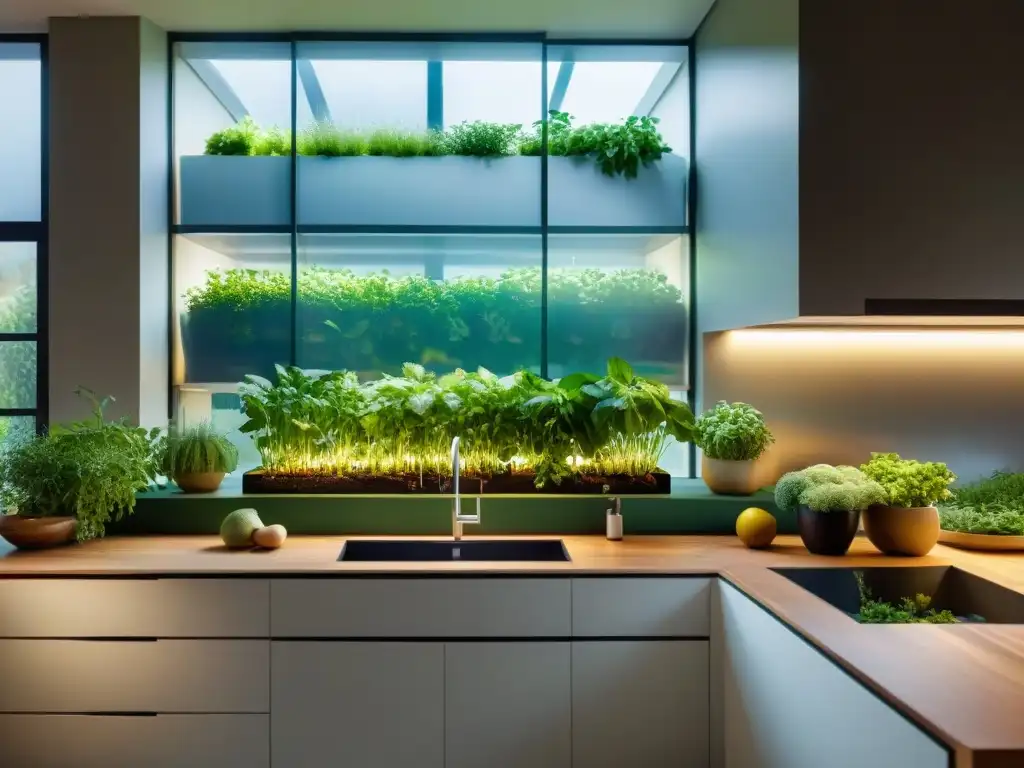 Un jardín interior moderno con cultivo de alimentos en casa en Uruguay