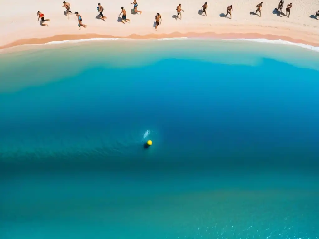 Jóvenes juegan vóley en la playa de Punta del Este, Uruguay