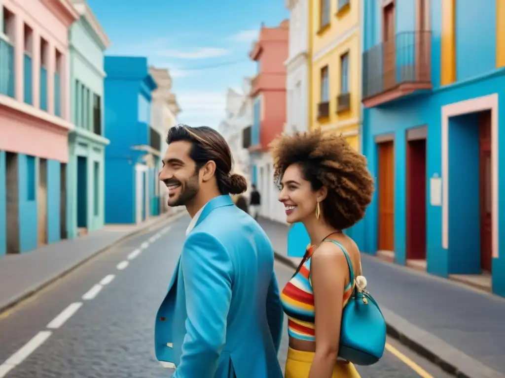 Jóvenes uruguayos diversos y vibrantes disfrutan de la moda en Montevideo Jóvenes uruguayos diversos caminan felices por Montevideo, expresando su estilo único