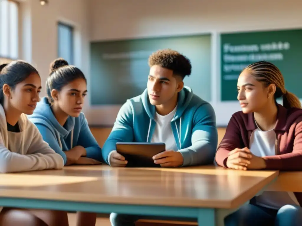 Jóvenes unidos por la prevención del ciberacoso en Uruguay Jóvenes uruguayos unidos en círculo, conversan sobre prevención del ciberacoso
