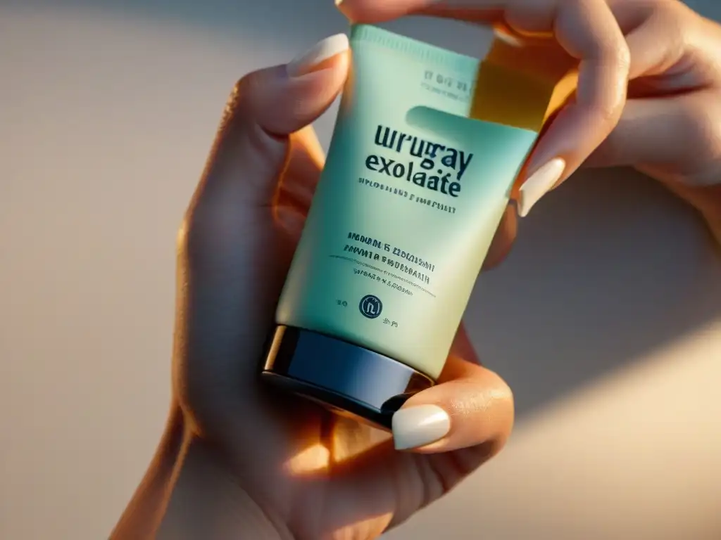 Mano aplica exfoliante natural de Uruguay