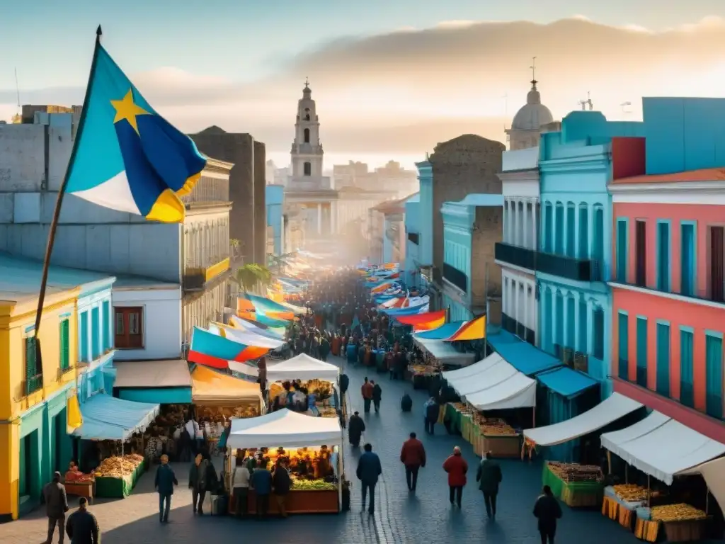 Un mercado callejero bullicioso en Montevideo, Uruguay, muestra la integración de migrantes