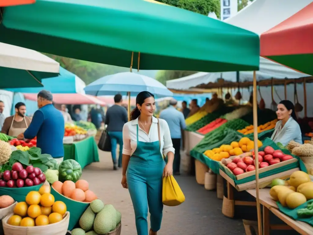 Un mercado campesino en Uruguay, muestra productos locales, artesanías y consumidores comprometidos