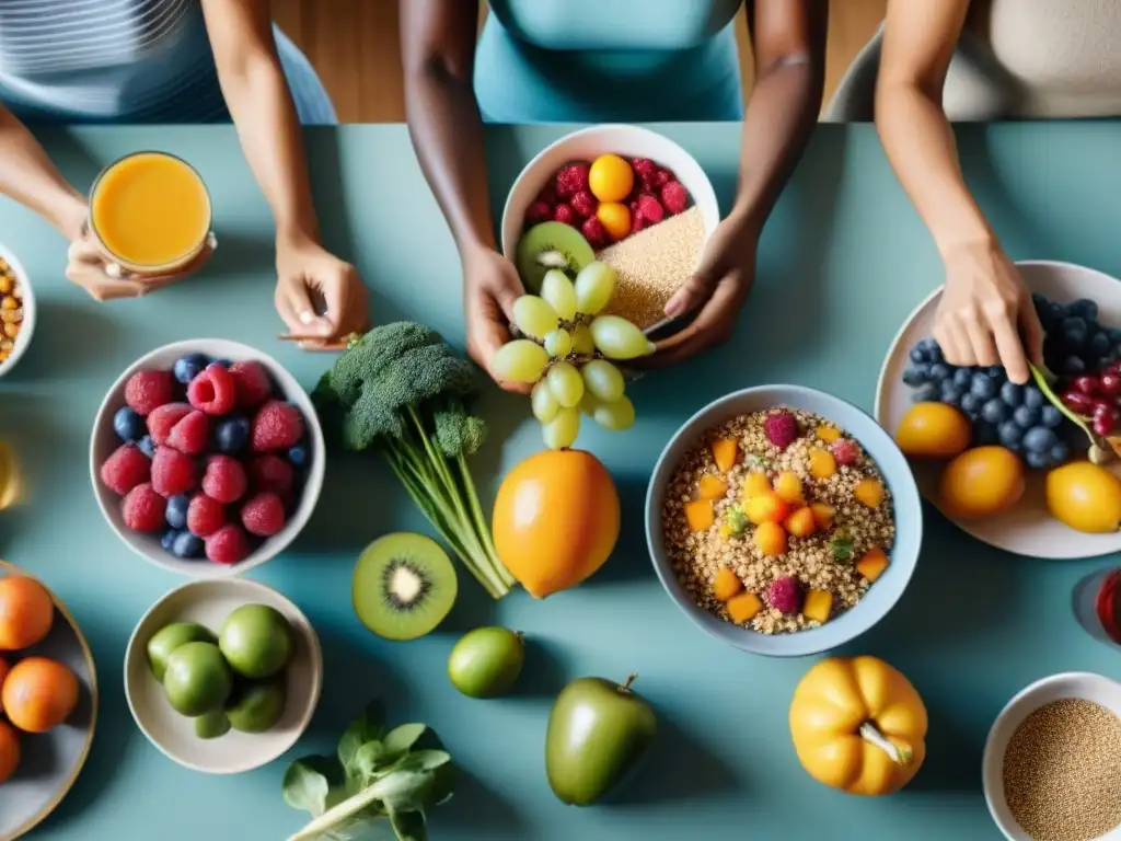 Una mesa diversa y colorida en Uruguay, uniendo personas en la alimentación consciente