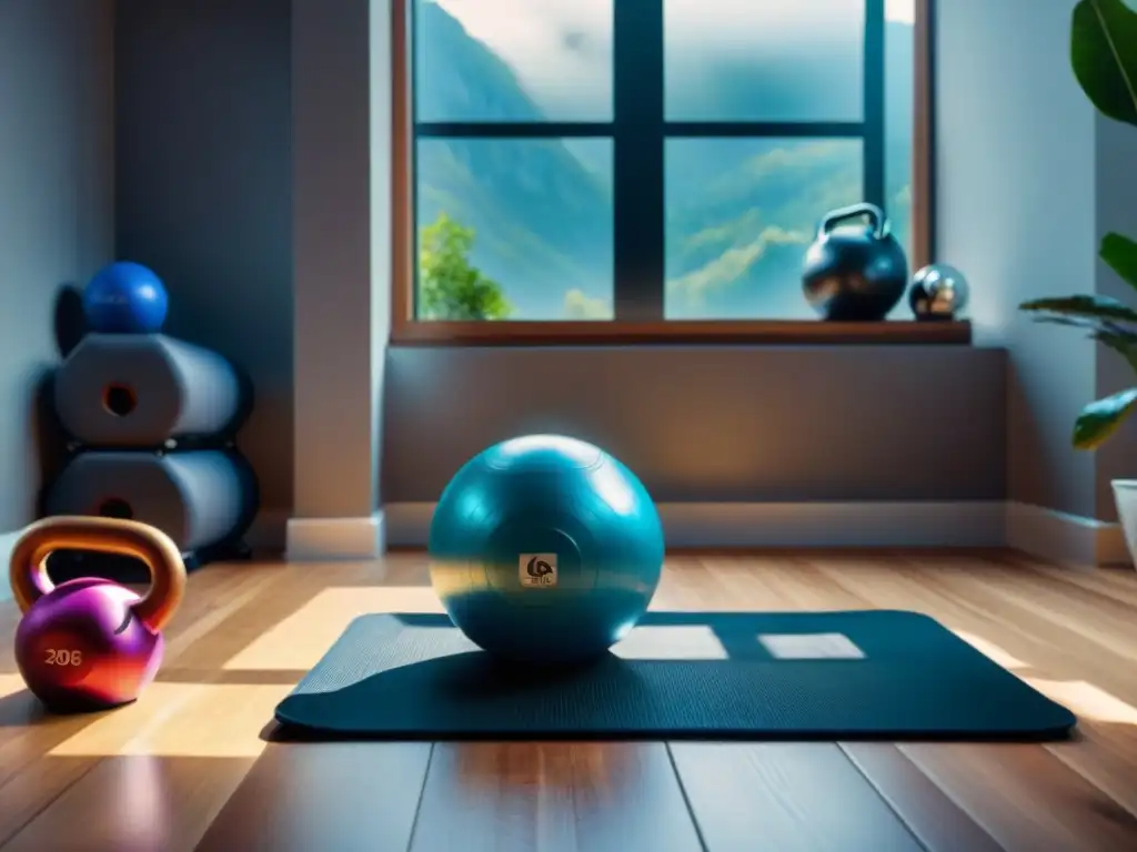Espacio de entrenamiento en casa con accesorios top-tier Motivador gimnasio en casa con los mejores accesorios para un entrenamiento completo