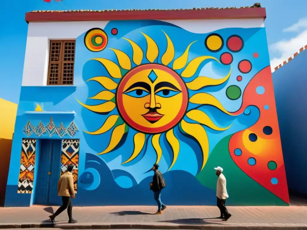 Un mural vibrante en Montevideo, Uruguay, fusionando arte y cultura en terapia artística para combatir estrés