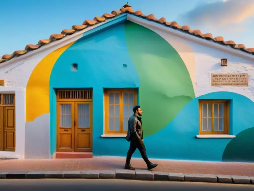 Mural vibrante en un pueblo uruguayo, muestra comunidad unida en arte