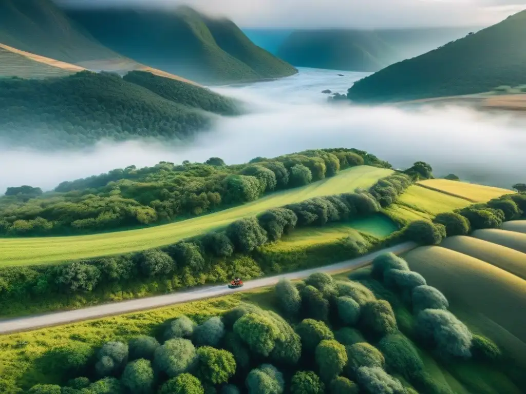 Explorando la naturaleza en Uruguay: montañas verdes, río reluciente y deportes al aire libre