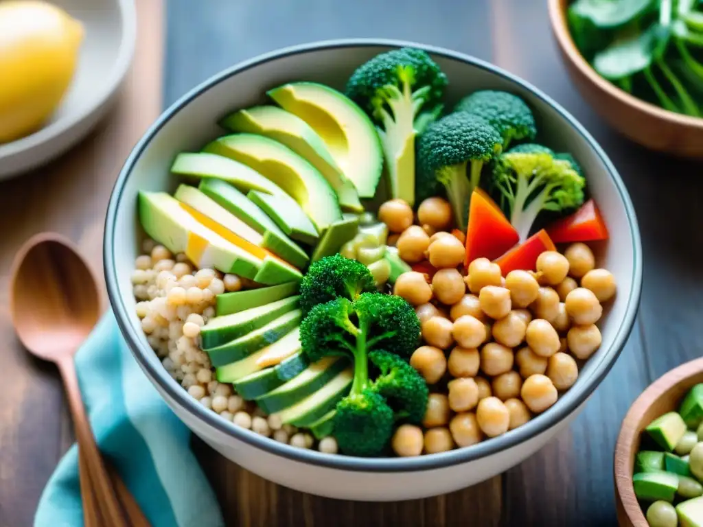 Un nutritivo y colorido Buddha bowl con ingredientes frescos y vibrantes