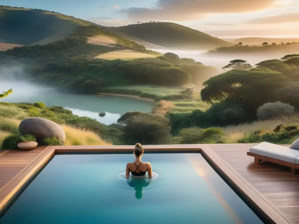 Un oasis de bienestar en Uruguay con spa al aire libre, piscina cristalina y prácticas de yoga al atardecer