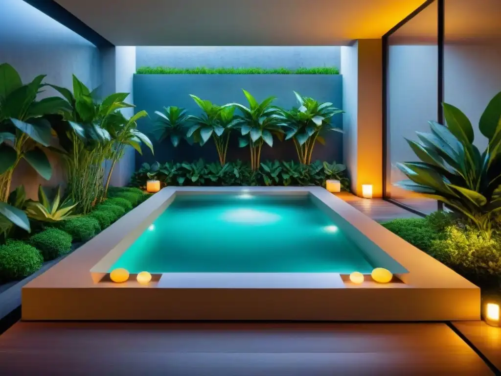 Un oasis de relajación con agua detox y plantas verdes