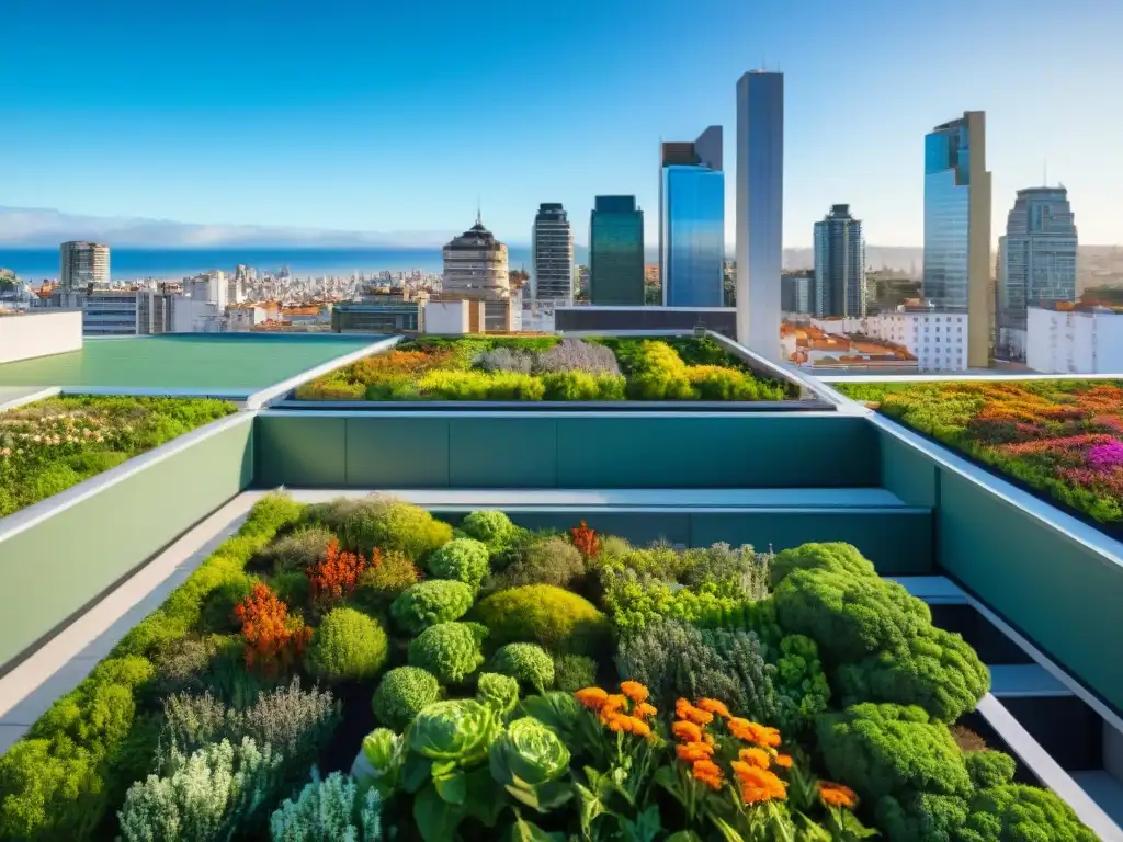 Un oasis urbano: jardín en la azotea de un edificio moderno en Uruguay