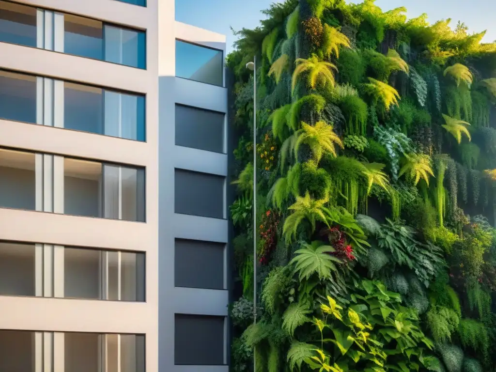 Un oasis urbano sostenible en un edificio de Uruguay con beneficios jardines verticales