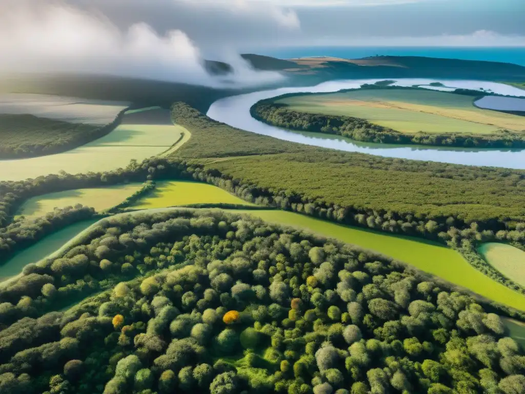 Un paisaje exuberante en Uruguay con río cristalino y una mina sostenible integrada