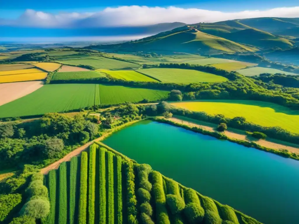 Paisaje rural sereno en Uruguay con soluciones de salud mental en áreas rurales