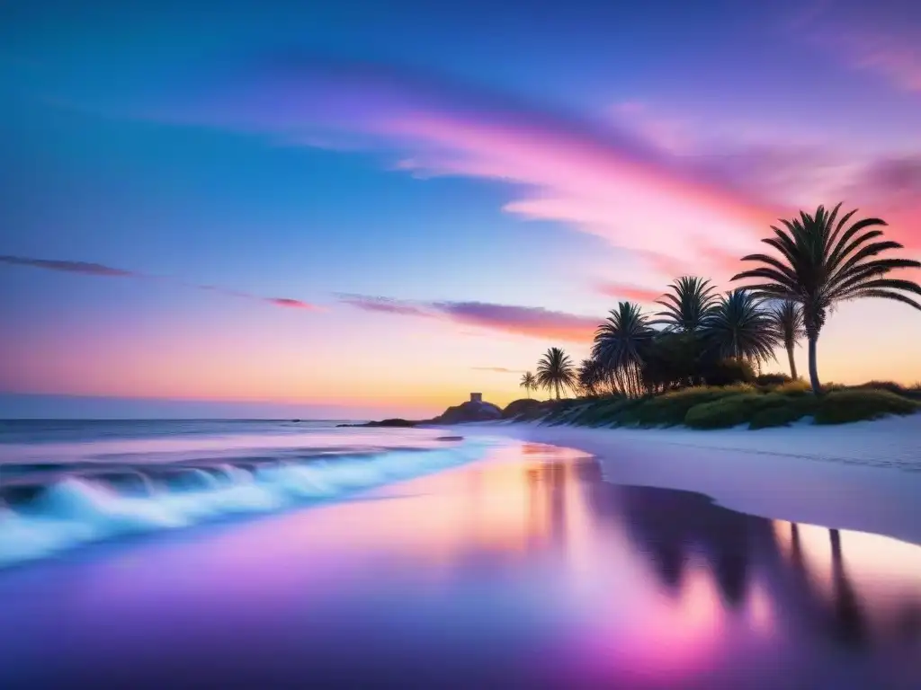 Un paraíso de belleza natural en Uruguay: aguas turquesas, arena dorada y un atardecer vibrante