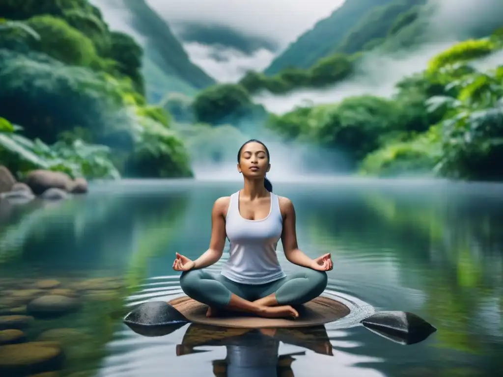 Persona practicando mindfulness en entorno natural, promoviendo bienestar y prevención adicción tecnológica